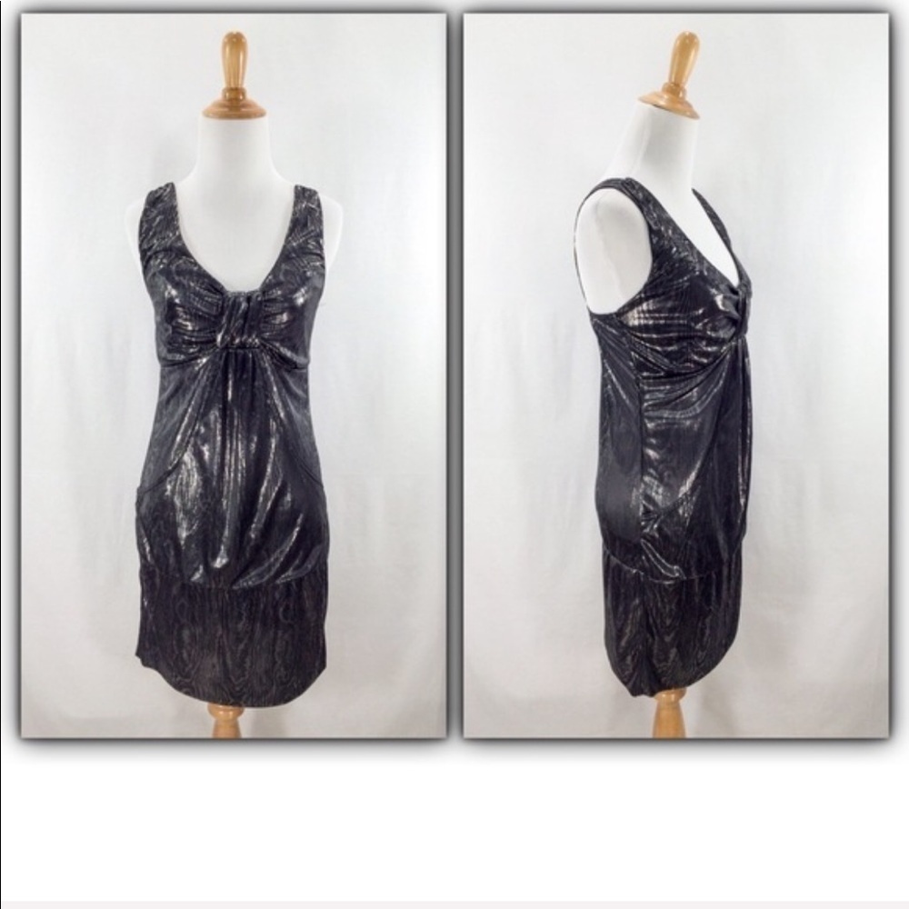 Wet Seal metallic zebra print shimmery formal cocktail party dress Jr medium